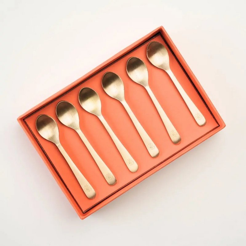 Esslöffel | Handgefertigtes Teebesteck aus reinem Messing | 6er-Set
