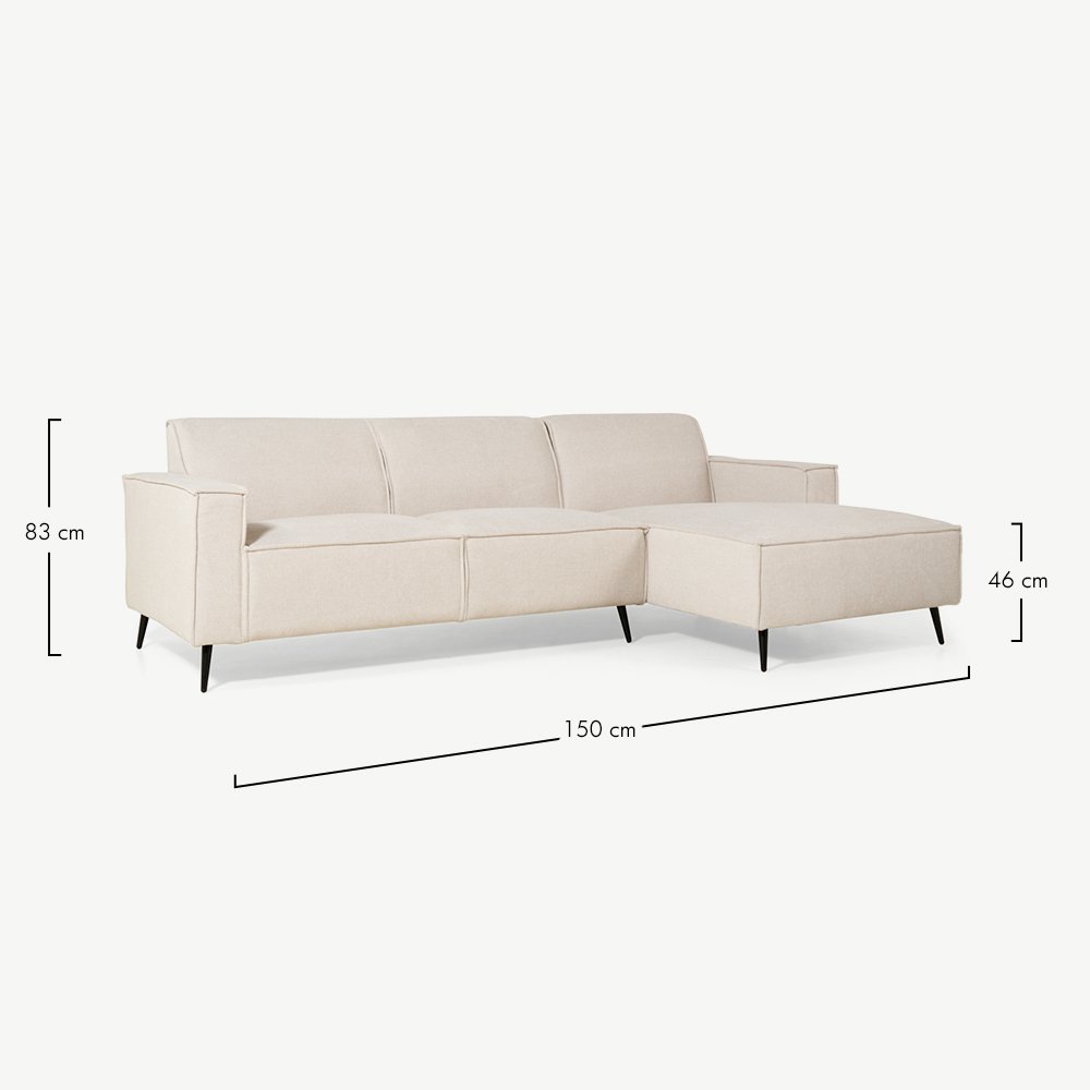 Caio Corner Sofa, Beige Linen (right)