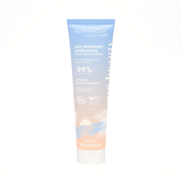 "Bio sublimating body lotion, blue and peach gradient tube, natural sun protection, 150ml moisturizer"