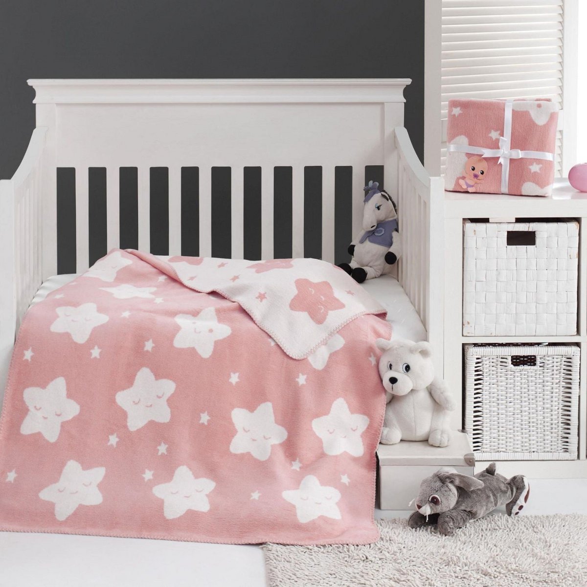 Star Cotton Baby Decke - rosa