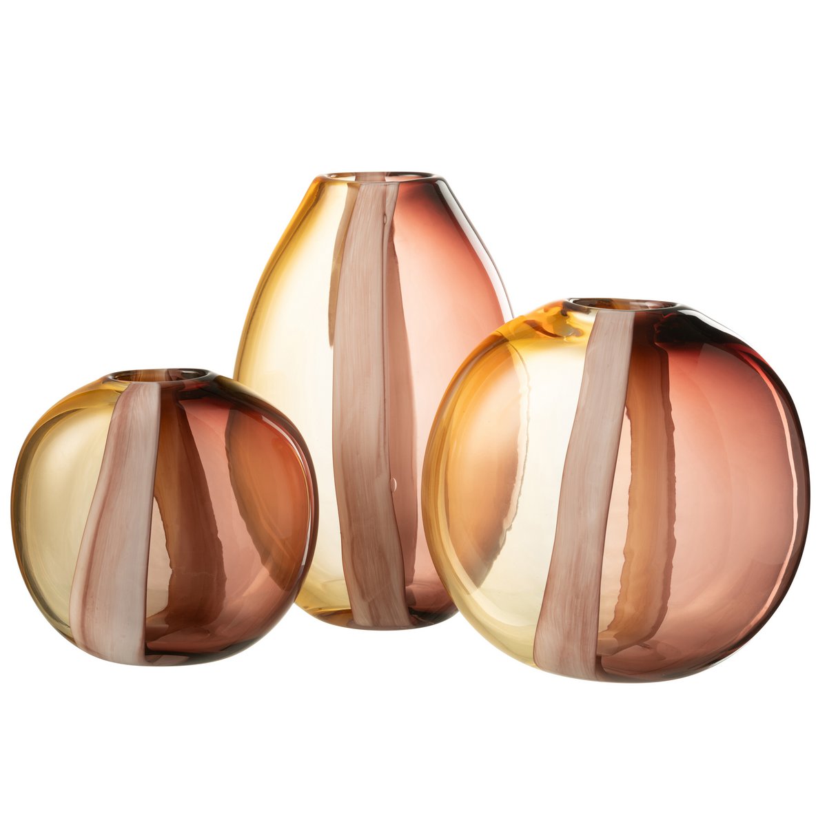 J-Line vaas Arun - glas - bruin/geel - large - Ø 13 cm