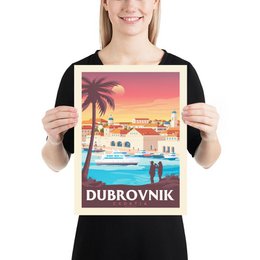 Vintage Dubrownik plakat | Plakat Miasto Dubrownik Chorwacja
