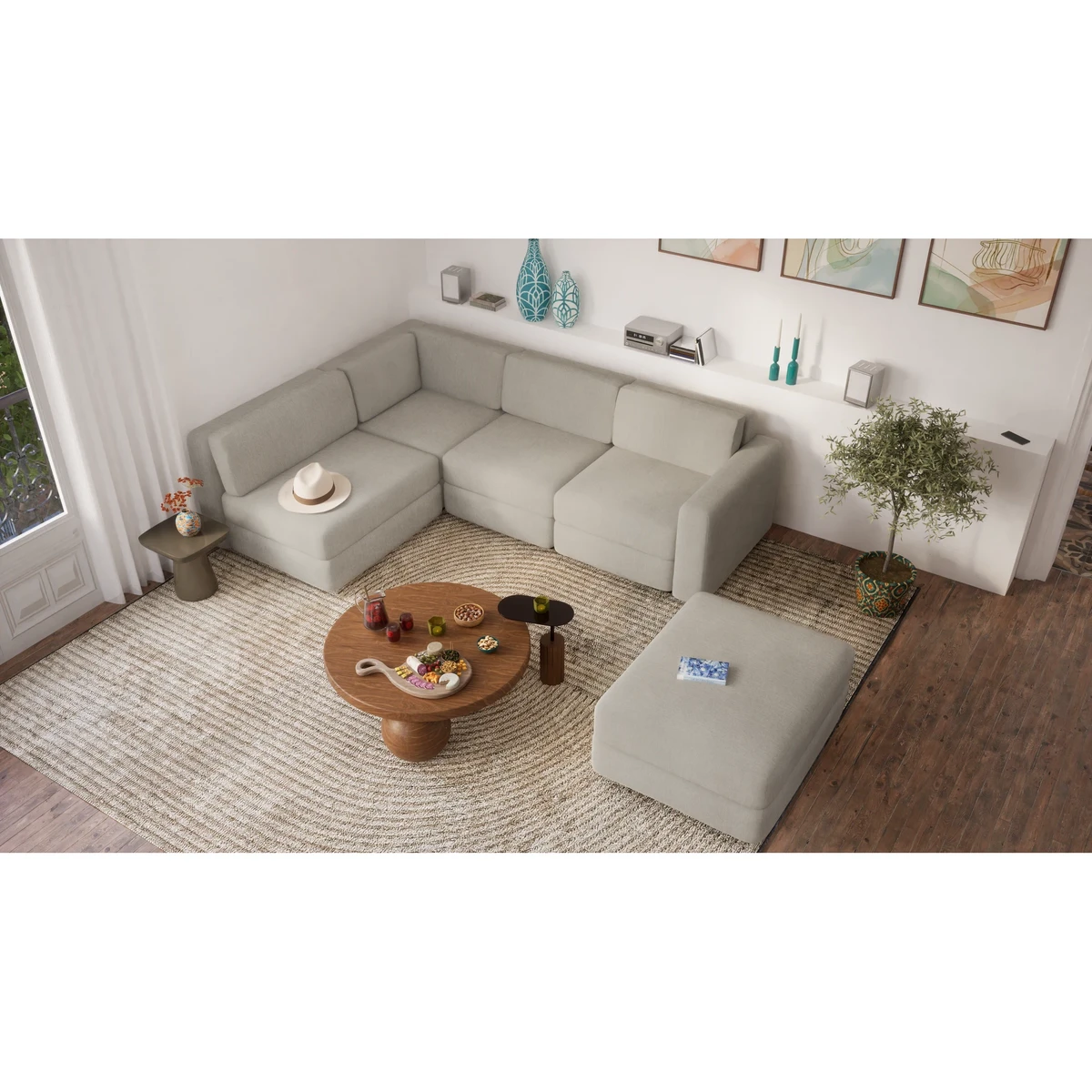 4-Seater Corner Modular Sofa GRACIA - Beige Grey