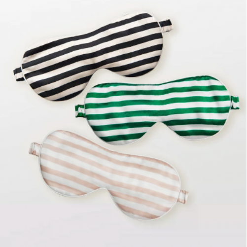 Masque de sommeil surdimensionné en soie 19 mamans – Collection rayée