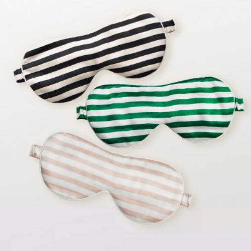 Masque de sommeil surdimensionné en soie 19 mamans – Collection rayée