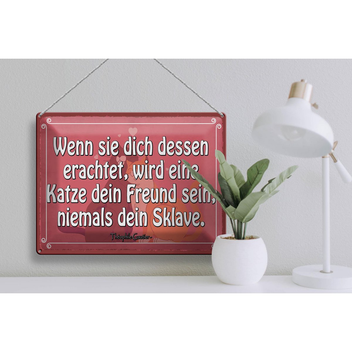 Tin sign saying 40x30cm Cat your friend never a slave