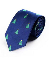 Tie - Blue with xmas trees