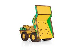 Eco Wood Art (EWA) 3D-Puzzle aus mechanischem Holz, Bergbau-Muldenkipper Belaz-7513E, 4219, Farbe Gelb und Grün, 17 x 10 x 9 cm