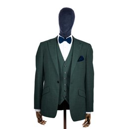 Midnight blue knitted bow tie and pocket square set