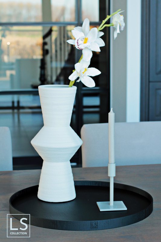 LS Collection® - Rotondo 50cm - Vassoio - Portacandele - Vassoio da portata - Vassoio in legno - Vassoio in legno - Plateau - Decorazione - Accessori per la casa - Nero Opaco