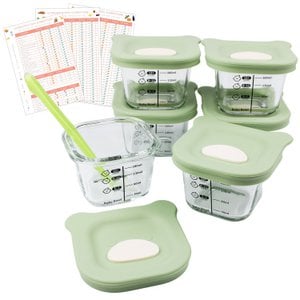 Lots of 6 small baby pots 160ml - Ideals for compotes, purees and fruits, hermetics and practices with graduation, spoon included - perfect for baby meals