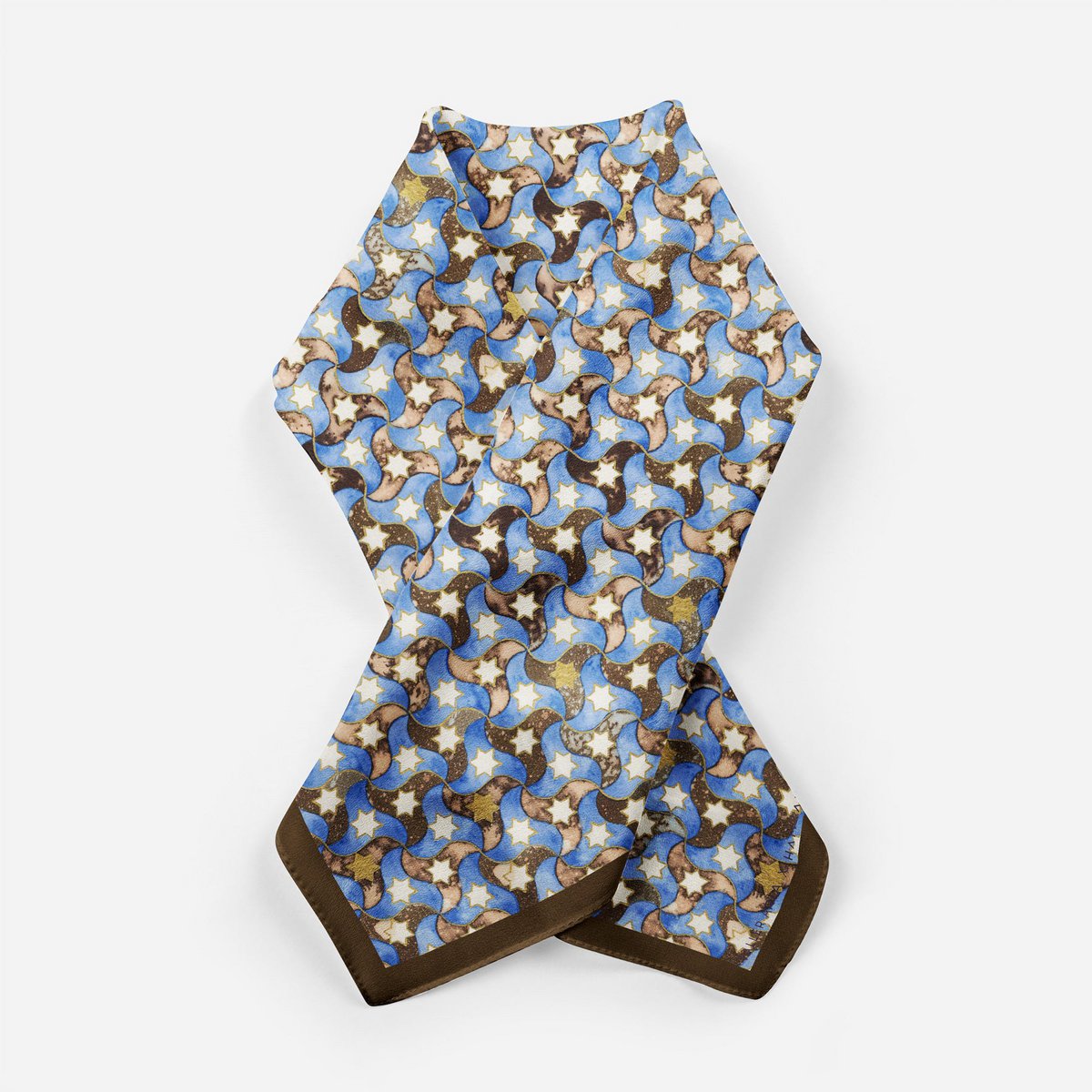 Silk Square Scar for Women Brown
