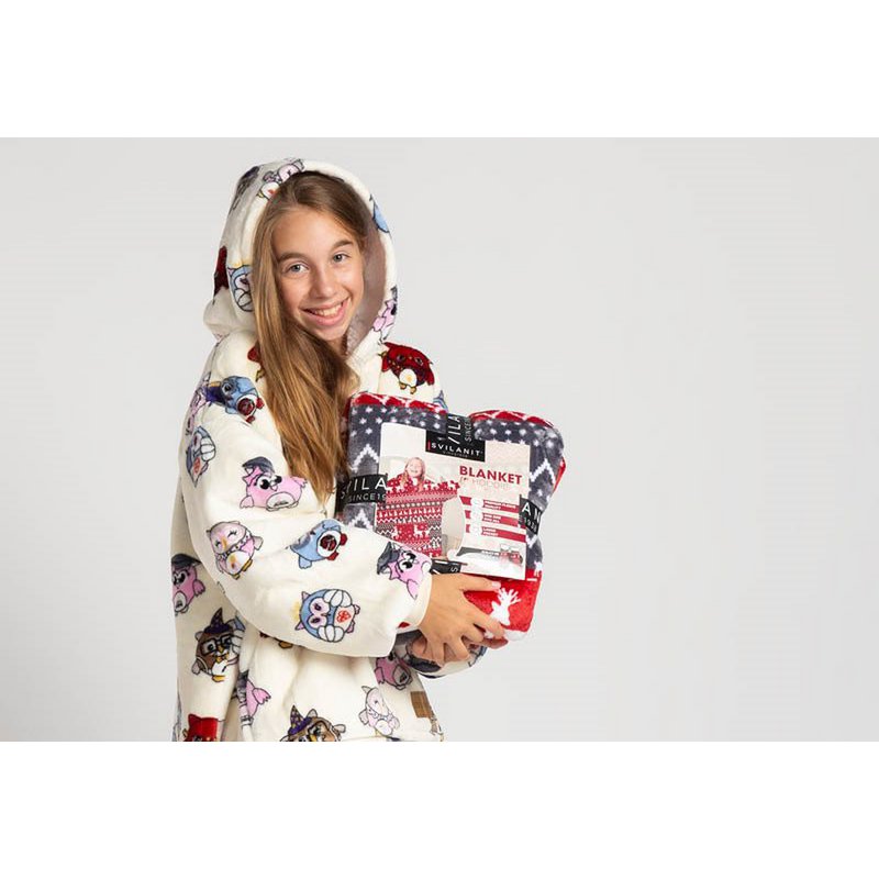 Vitapur - Hoodie deken + sokken kind - Uil