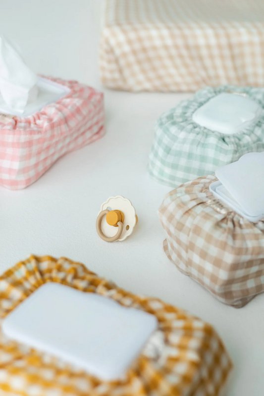 Coperchio da cambio del pannolino Tisu, Mint Gingham leggero