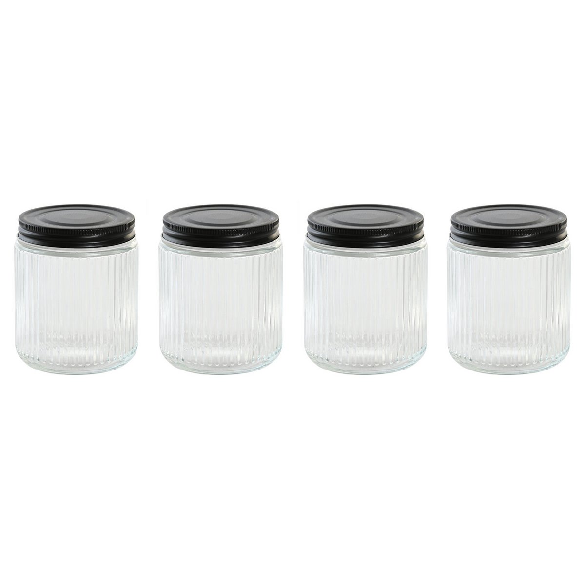 JAR SET 4 GLASS METAL 9X9X11 560ML TRANSPARENT PC205148