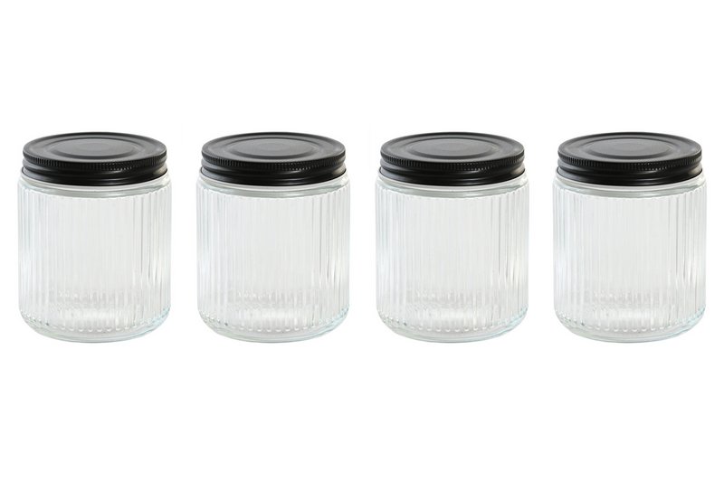 ZESTAW 4 SŁOIKÓW SZKŁO METALOWE 9X9X11 560ML PRZEZROCZYSTY PC205148