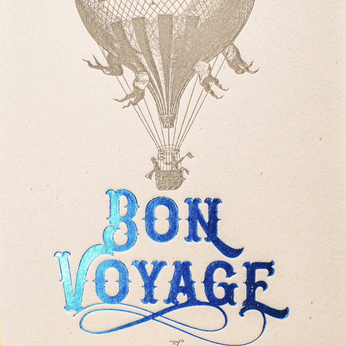 Hot Air Balloon Letterpress Card, blue (with envelope)
