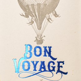Hot Air Balloon Letterpress Card, blue (with envelope)