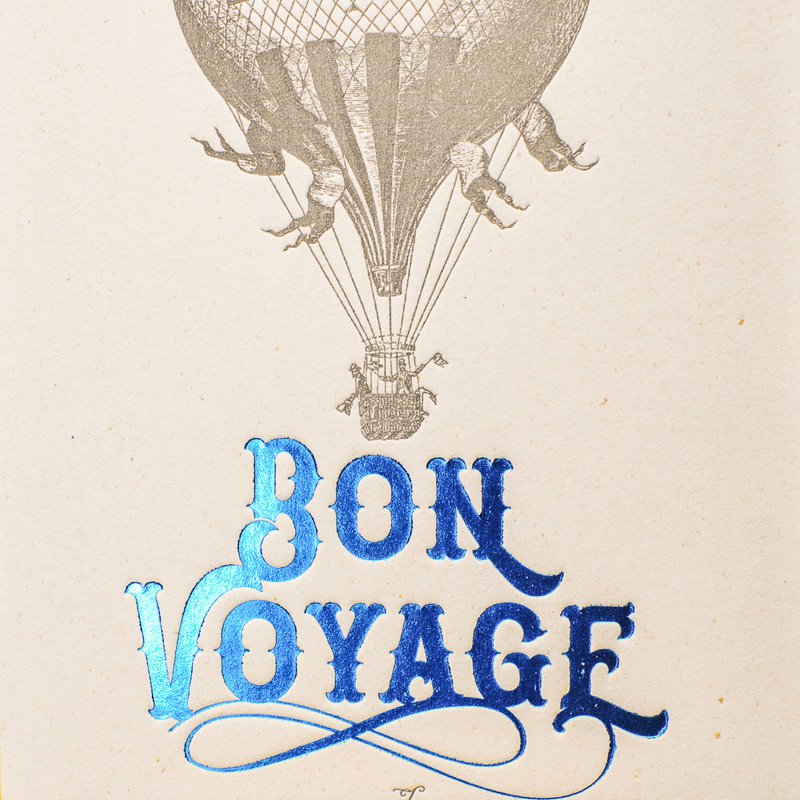 Hot Air Balloon Letterpress Card, blue (with envelope)