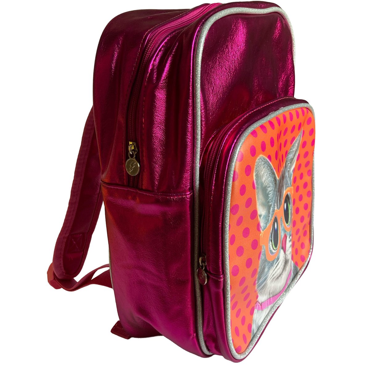 Rugzakkat met glazen roze
