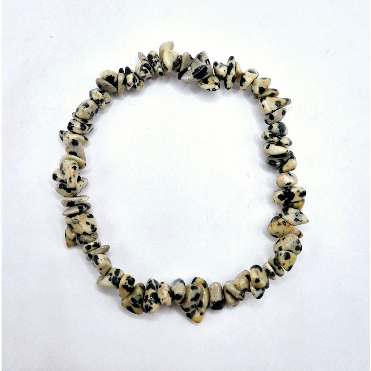 Dalmatian Jaspis Edelsteen Chips Armband - 19 cm