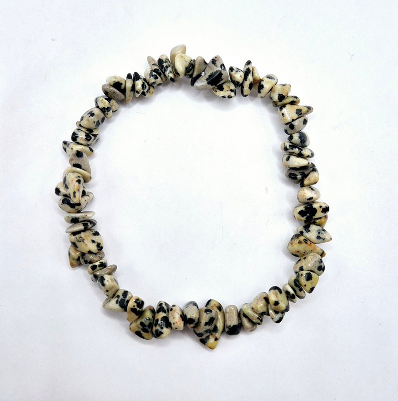 Dalmatian Jaspis Edelsteen Chips Armband - 19 cm