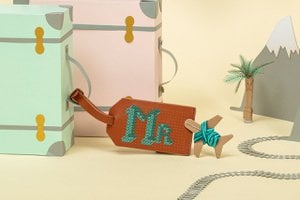 Stitch Luggage Tag - Brown