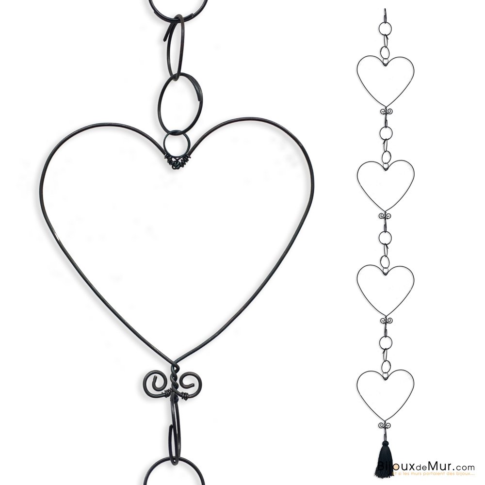 Guirnalda de alambre - Corazón - Negro - para colgar