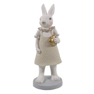 Image rabbit 9x8x20 cm white polyresin home accessories