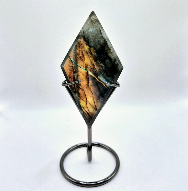Diamant de pierre précieuse labradorite flashy avec support (cadeau de Noël)