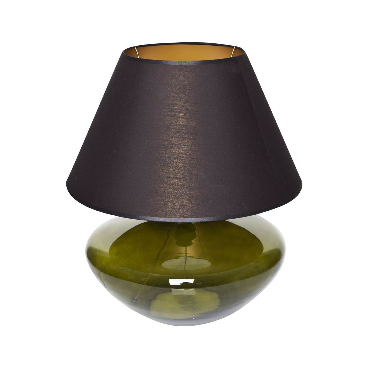 Table lamp glass green bulbous with lampshade glass lamp