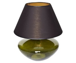 Table lamp glass green bulbous with lampshade glass lamp