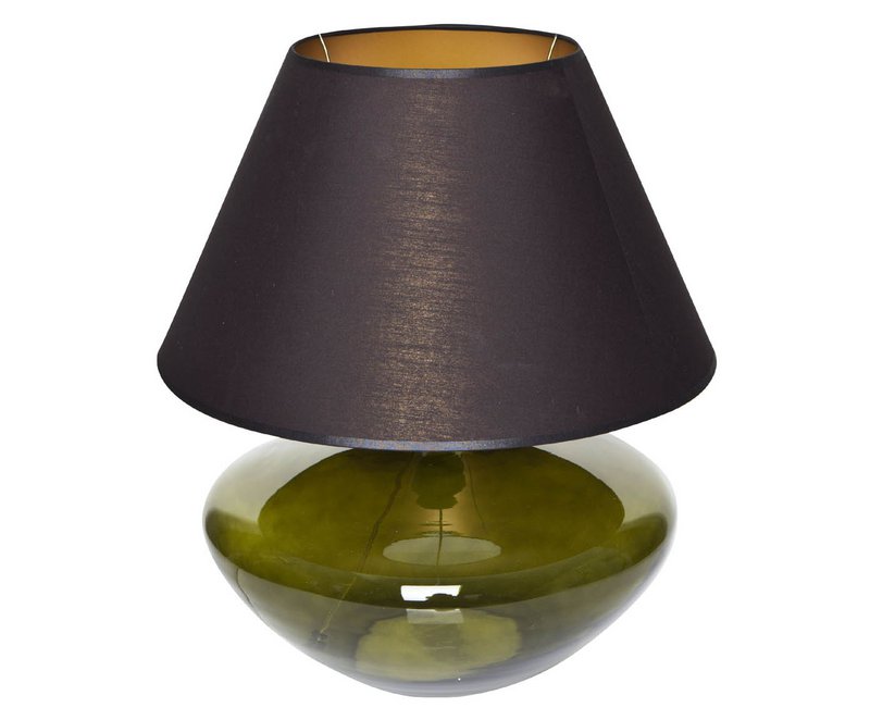 Table lamp glass green bulbous with lampshade glass lamp