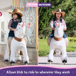 PonyCycle Official Classic Ride on Toys Model U White, Pink and Purple Unicorn-with Brake and Sound