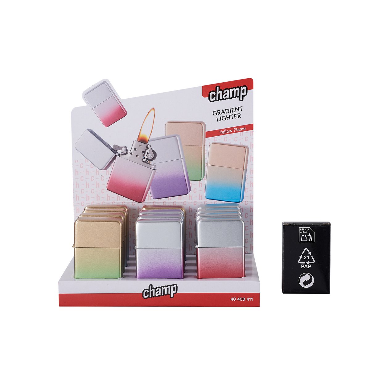 Gradient effect refillable metal lighter - CHAMP