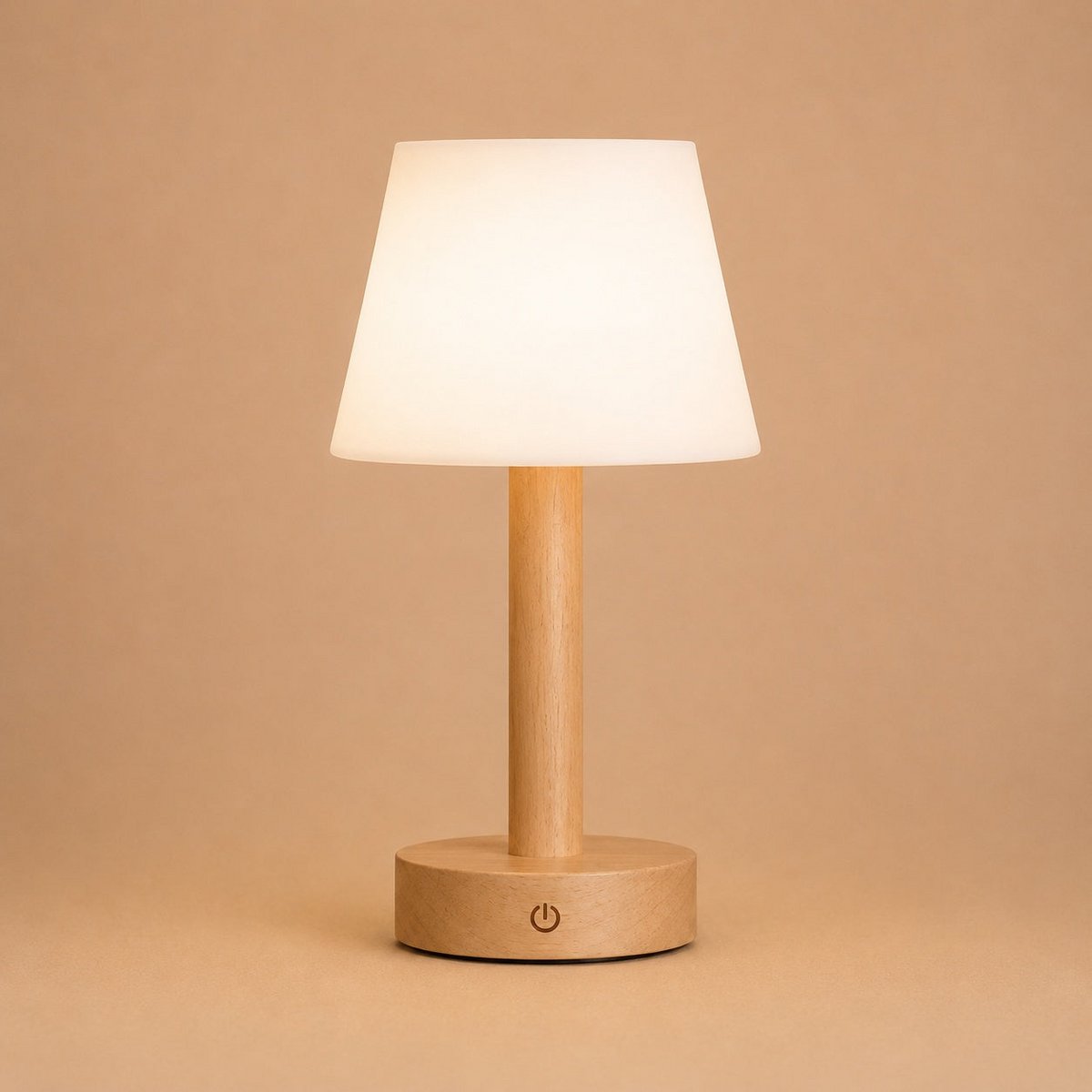 Zoë Light Brown Wooden Rechargeable Table Lamp