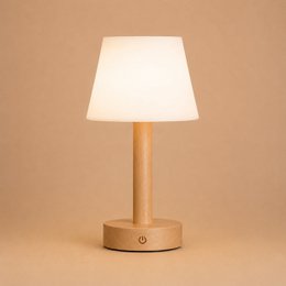 Zoë Light Brown Wooden Rechargeable Table Lamp