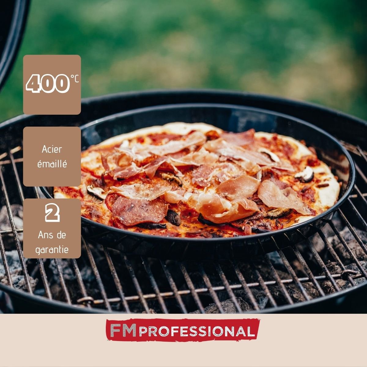 Set of 2 round perforated pizza plates, oven and barbecue 32 cm FM Professional Barbecue