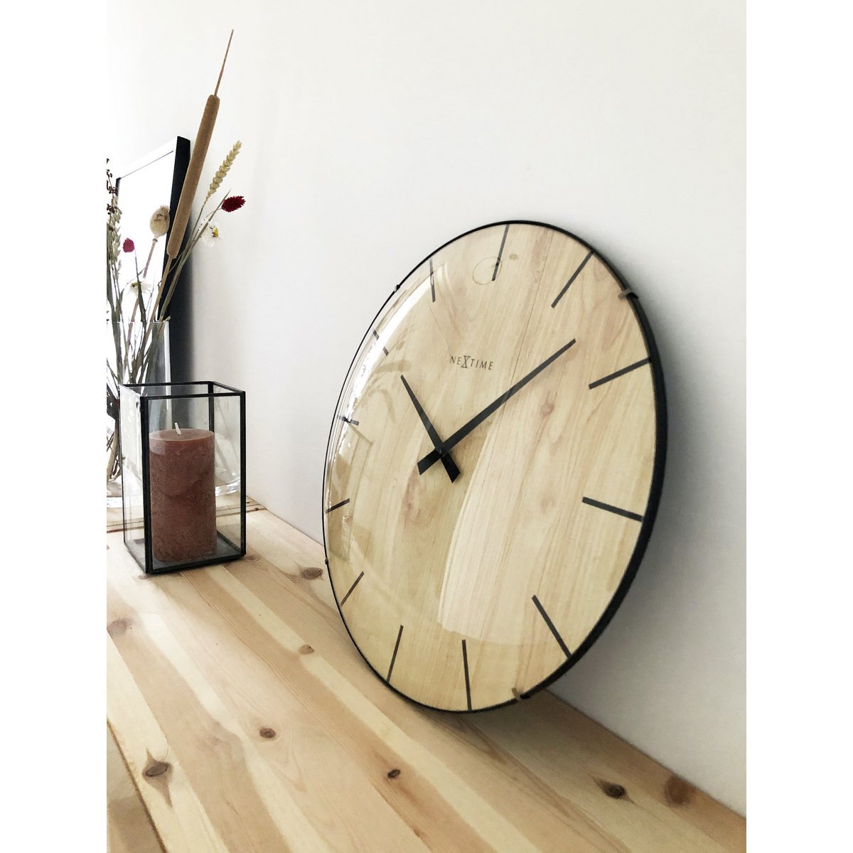 Horloge murale - 35 cm - Dôme Verre - 'Edge Wood Dome'