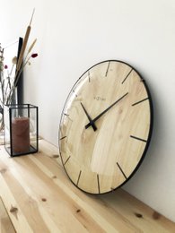 Horloge murale - 35 cm - Dôme Verre - 'Edge Wood Dome'