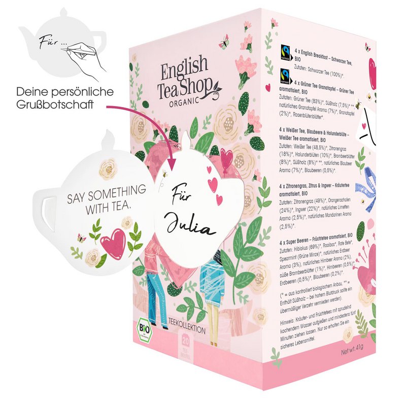 ETS - "For You" Tee-Kollektion, Tee Geschenk BIO, 20 Teebeutel, 5 Sorten