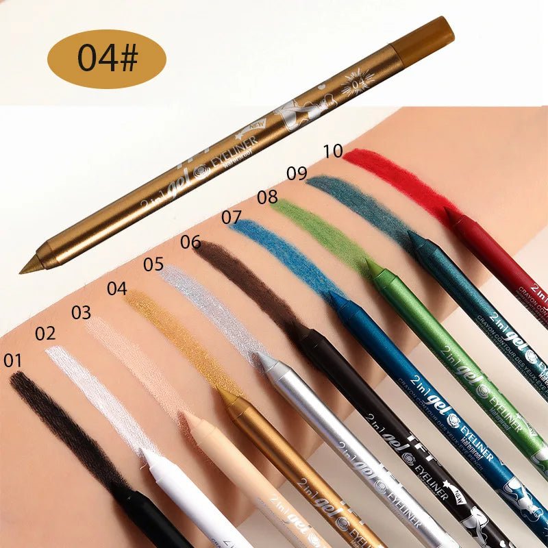 Wodoodporny eyeliner, długotrwały ołówek, kolorowy pigment, niebieski, czarny, biały, kolorowy żel do oczu, kredka do oczu, makijaż, kosmetyki do pielęgnacji oczu