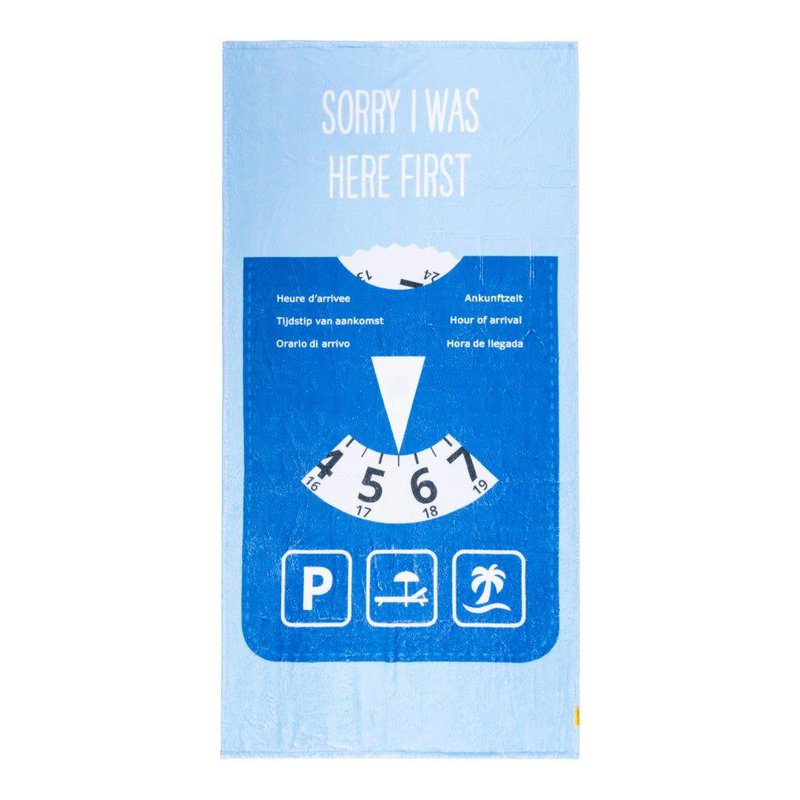Serviette de plage SORRY I WAS HERE FIRST' + Disque de stationnement Bleu