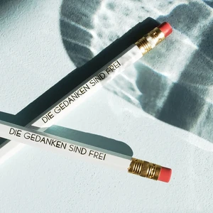 gold-painted white pencil "Thoughts are free"