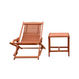 Malibu Wood Outdoor Patio 2-Piece Chaise Lounge Set