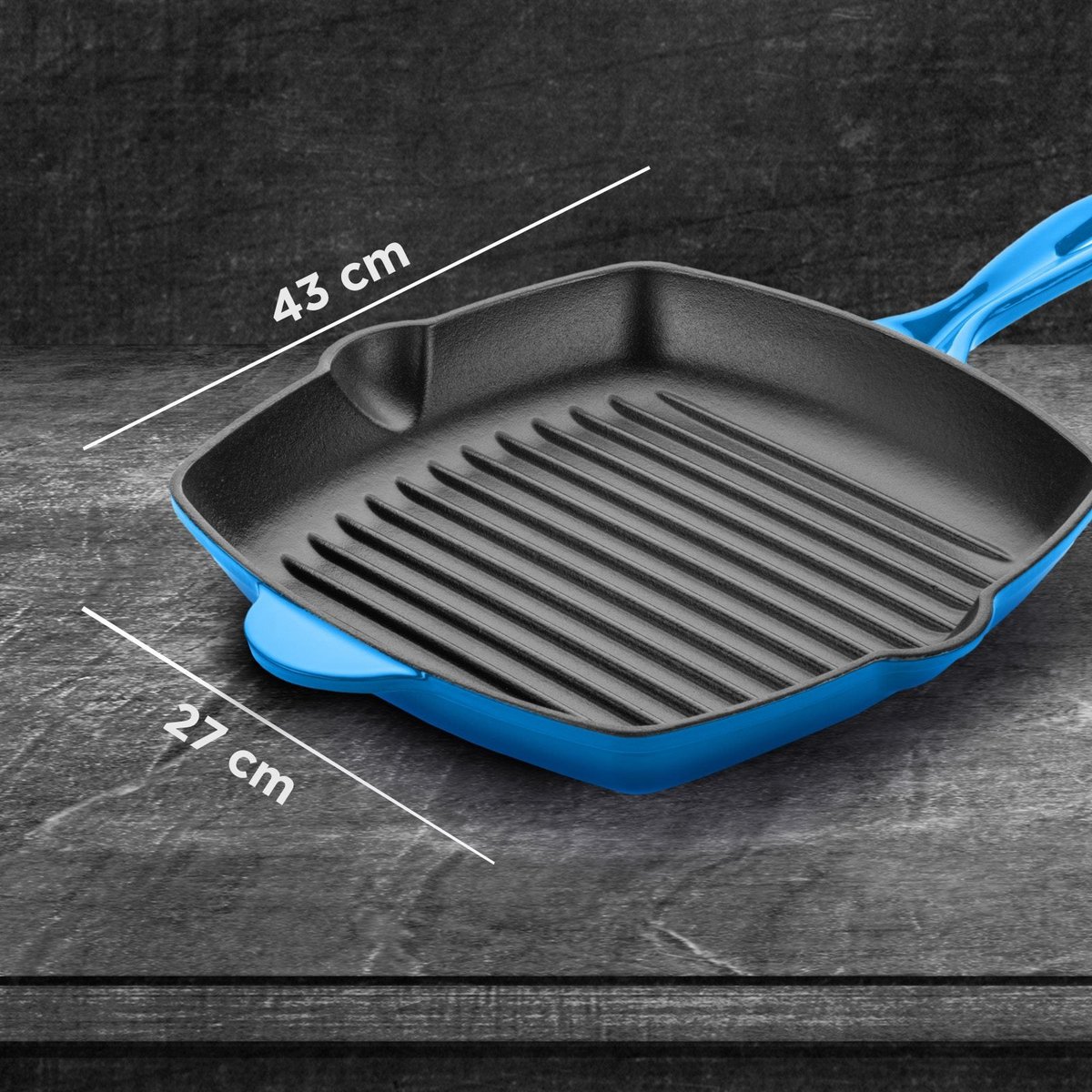 Sartén Grill de Hierro Fundido - Azul - 27cm