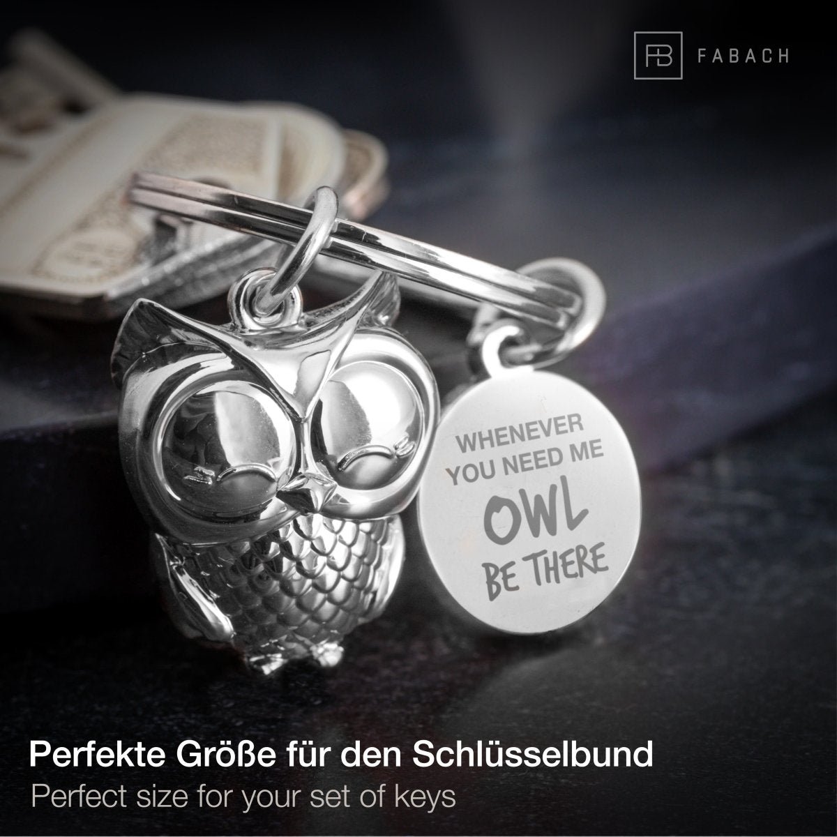 "Owl be there" owl keychain "Owly" with engraving - cute owl lucky charm