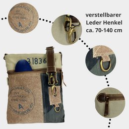 Sunsa women's shoulder bag. Crossover bag with many compartments. Vintage retro style shoulder bag. Canvas & Leather Crossbody Bag.…