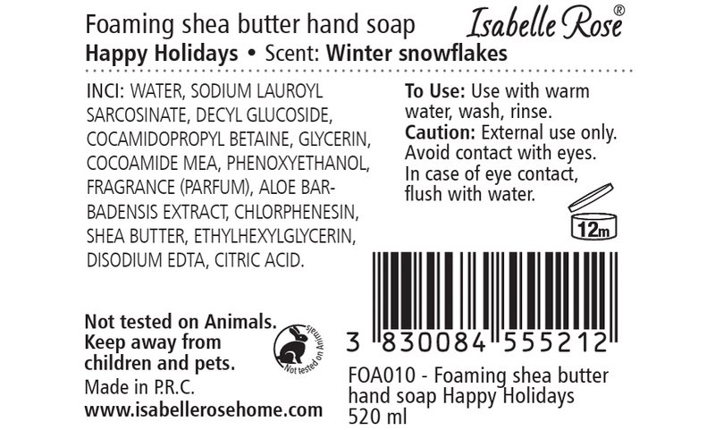 Sapone schiumoso al burro di karité Buone Feste 520 ml Isabelle Rose