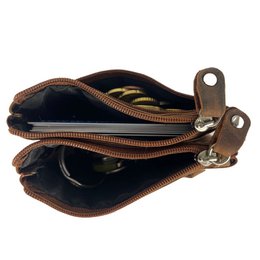 Vintage cognac -colored leather key pouch